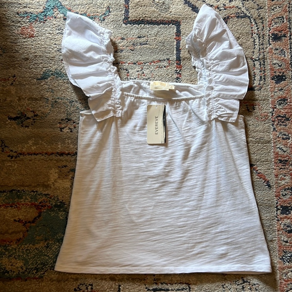 Nation LTD Cream Ruffle Sleeve Tank Top